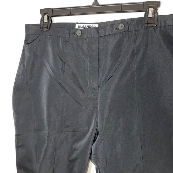 Jil Sander Womens Cropped Pants Black Size 40 Silk Blend Seam Detail Silk Blend - Picture 3 of 11